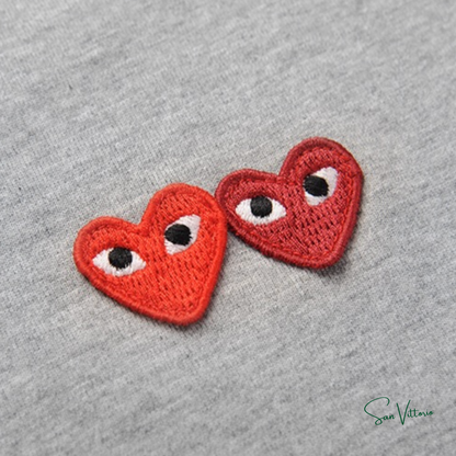 Camiseta "Double Hearts" CDG Cinza